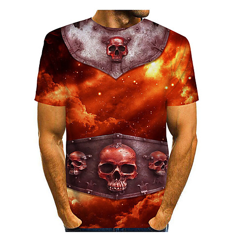 

Men's T shirt 3D Print 3D Cartoon 3D Print Short Sleeve Daily Tops Casual Fashion Red