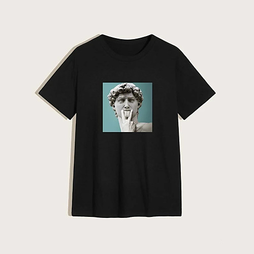 

Men's Unisex T shirt Shirt Hot Stamping Portrait Plus Size Print Short Sleeve Casual Tops 100% Cotton Casual Fashion Round Neck White Black / Summer