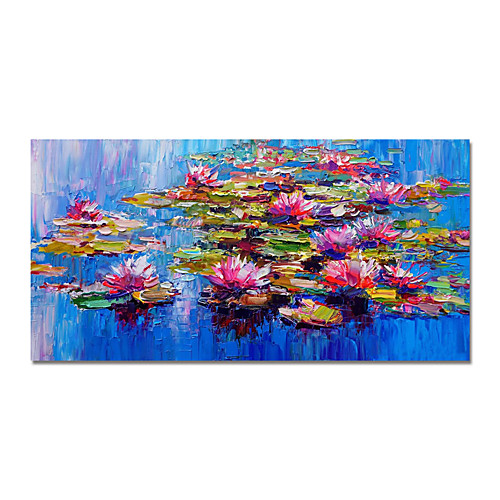 

Oil Painting Hand Painted Horizontal Abstract Floral / Botanical Modern Stretched Canvas