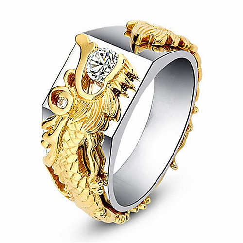 

Band Ring Geometrical Gold Zircon Copper Gold Plated Dragon Precious Fashion Vintage 1pc 8 9 10 / Men's