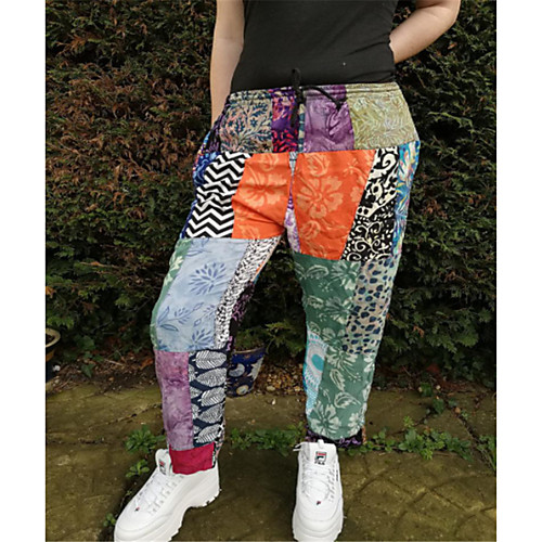 

Women's Casual / Sporty Streetwear Comfort Daily Going out Chinos Pants Graphic Graffiti Ankle-Length Print Blue Red Blushing Pink Orange