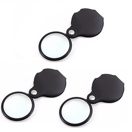 

3pcs 6X Mini Pocket Magnifying Glass Folding Pocket Magnifier Loupe with Rotating Protective Holster Leather Pouch for Reading,Science Class,Hobby (Black), 60mm/2.4