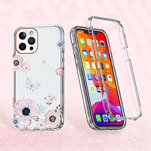 

Phone Case For Apple Full Body Case iPhone 12 Pro Max 11 SE 2020 X XR XS Max 8 7 Shockproof Pattern Butterfly Flower / Floral TPU