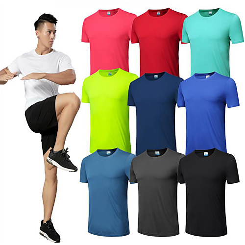 

Men's T shirt Hiking Tee shirt Short Sleeve Sweatshirt Top Outdoor Quick Dry Breathable Sweat wicking Wear Resistance Summer Polyester Sapphire fluorescent green Fluorescent red Camping / Hiking
