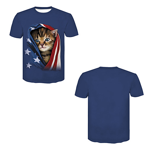 

Men's T shirt Shirt 3D Print 3D Rivet Mesh Short Sleeve Casual Tops Blue / Summer