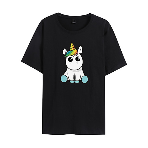 

Men's Unisex T shirt Hot Stamping Unicorn Plus Size Print Short Sleeve Daily Tops 100% Cotton Basic Casual White Black Yellow