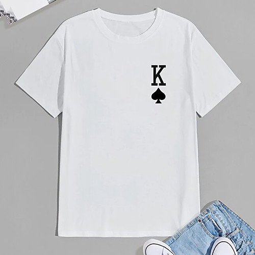

Men's Unisex T shirt Shirt Hot Stamping Letter Plus Size Print Short Sleeve Casual Tops 100% Cotton Casual Fashion Round Neck White Black / Summer