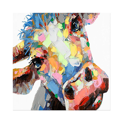 

Oil Painting Hand Painted Square Animals Pop Art Modern Stretched Canvas