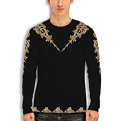 

Men's T shirt 3D Print Cartoon 3D 3D Print Long Sleeve Daily Tops Casual Fashion Black