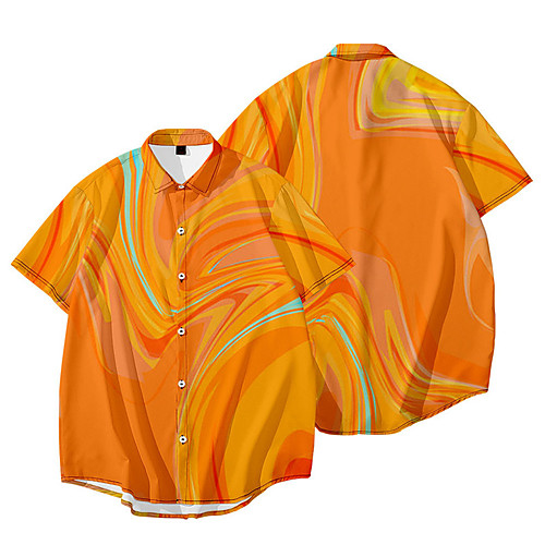 

Men's Shirt 3D Print Tie Dye Button-Down 3D Print Short Sleeve Daily Tops Casual Fashion Blue Yellow Royal Blue