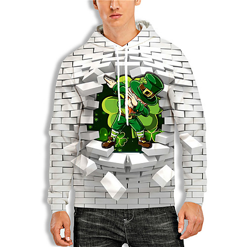 

Men's Pullover Hoodie Sweatshirt Graphic Prints Character Saint Patrick Day Print Hooded Daily Holiday 3D Print 3D Print Hoodies Sweatshirts Long Sleeve White