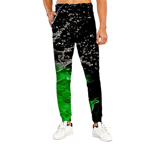 

Men's 3D Print Sporty Breathable Quick Dry Sports Casual Holiday Pants Sweatpants Pants Graphic 3D Full Length Print Green