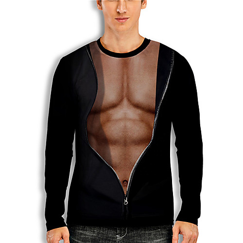 

Men's T shirt 3D Print Graphic 3D 3D Print Long Sleeve Daily Tops Casual Fashion Black