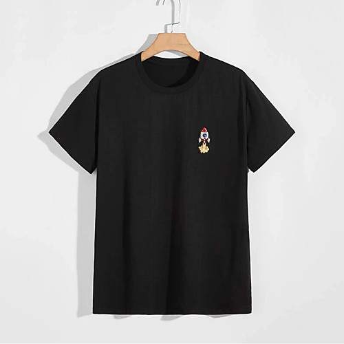 

Men's Unisex T shirt Hot Stamping Rocket Plus Size Print Short Sleeve Casual Tops 100% Cotton Casual Fashion Black