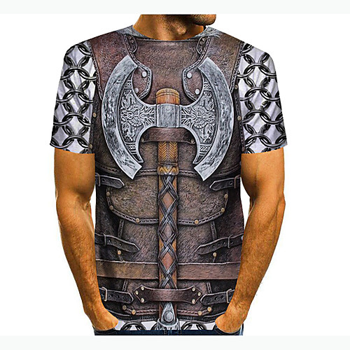 

Men's T shirt Shirt 3D Print Cartoon 3D 3D Print Short Sleeve Daily Tops Casual Fashion Round Neck Brown / Summer