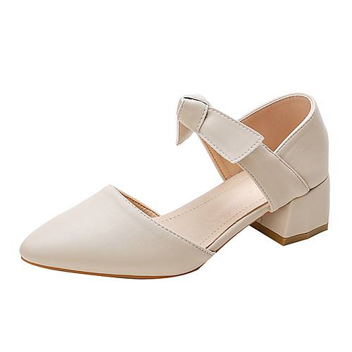 

Women's Sandals Chunky Heel Pointed Toe Block Heel Sandals Casual Daily Walking Shoes PU Solid Colored Almond Brown