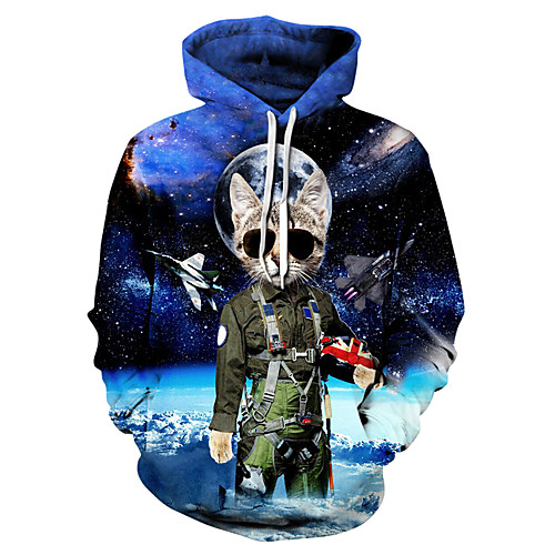 

Men's Pullover Hoodie Sweatshirt 3D Print Hooded 3D Print 3D Print Hoodies Sweatshirts Long Sleeve Loose Blue Light Grey White