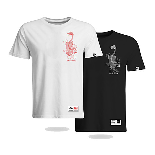 

Men's T shirt 3D Print Dragon Graphic Animal 3D Print Short Sleeve Daily Tops Chinese Style Casual White Black