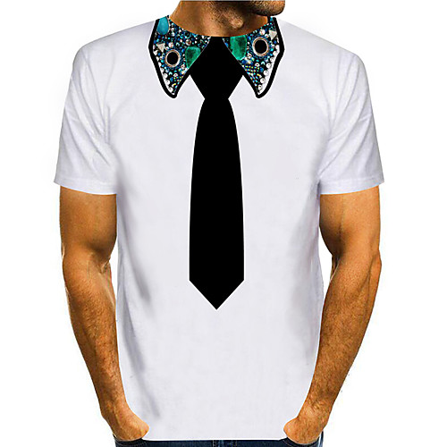 

Men's T shirt 3D Print Cartoon 3D Print Short Sleeve Daily Tops Casual Fashion White