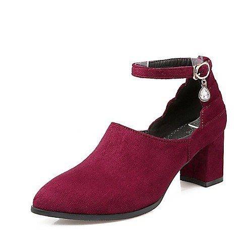 

Women's Sandals Pumps Pointed Toe Block Heel Sandals Casual Daily Walking Shoes Suede Solid Colored Black Red Green