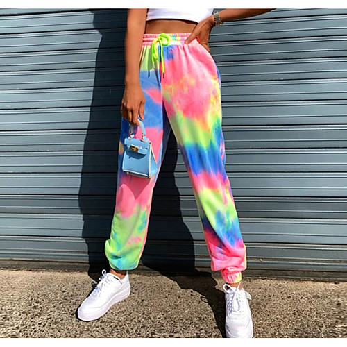 

Women's Active Basic Casual Loose Daily Flare Chinos Pants Print Print High Waist Rainbow