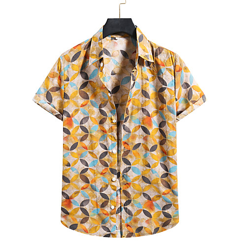 

Men's Shirt 3D Print Graphic Prints Print Short Sleeve Vacation Tops Yellow