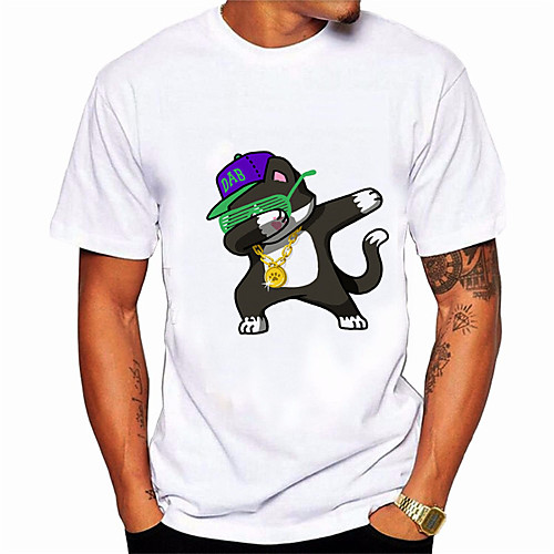 

Men's Unisex T shirt Hot Stamping Animal Plus Size Print Short Sleeve Daily Tops 100% Cotton Basic Casual White
