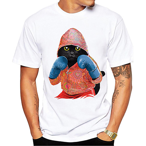 

Men's Unisex T shirt Shirt Hot Stamping Animal Plus Size Print Short Sleeve Daily Tops 100% Cotton Basic Casual Round Neck White / Summer