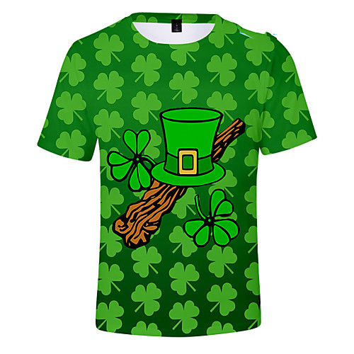 

Men's Unisex Tee T shirt 3D Print Floral Graphic Prints Saint Patrick Day 3D Print Short Sleeve Casual Tops Fashion Classic Round Neck A B C / Summer