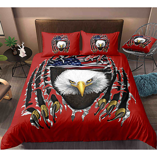 

Eagle Print 3-Piece Duvet Cover Set Hotel Bedding Sets Comforter Cover with Soft Lightweight Microfiber, Include 1 Duvet Cover, 2 Pillowcases for Double/Queen/King(1 Pillowcase for Twin/Single)
