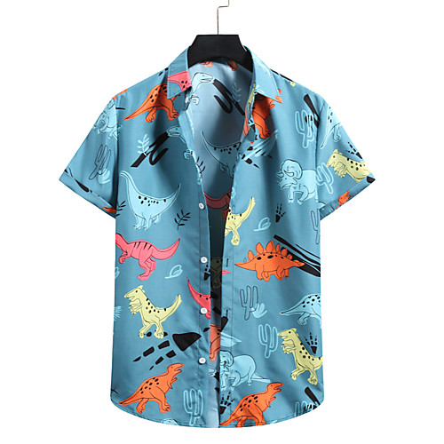 

Men's Shirt 3D Print Graphic Prints Print Short Sleeve Vacation Tops Blue