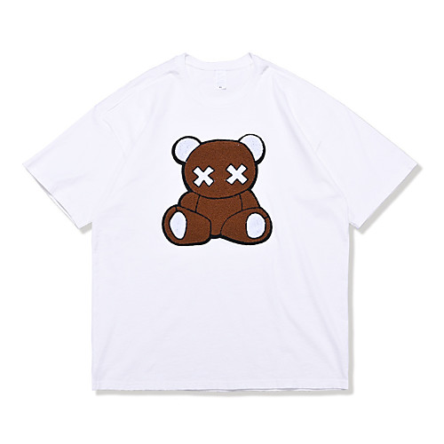 

Men's Unisex T shirt Hot Stamping Bear Animal Plus Size Print Short Sleeve Daily Tops 100% Cotton Basic Casual White