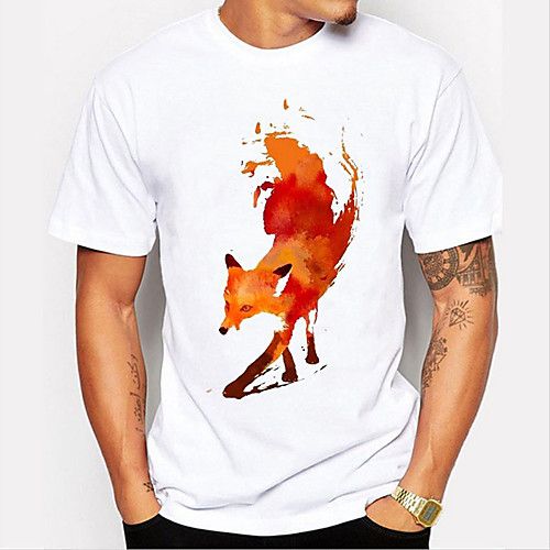 

Men's Unisex Tee T shirt Hot Stamping Abstract Fox Animal Plus Size Print Short Sleeve Daily Tops 100% Cotton Basic Casual Round Neck White / Summer