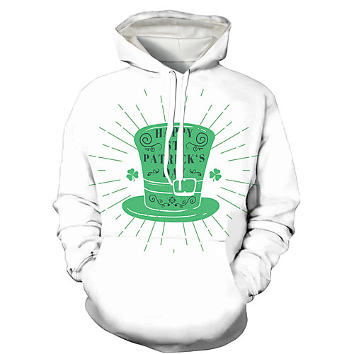 

Men's Pullover Hoodie Sweatshirt Graphic Prints Saint Patrick Day Letter Print Hooded Daily Holiday 3D Print 3D Print Hoodies Sweatshirts Long Sleeve White