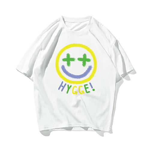 

Men's Unisex T shirt Hot Stamping Cartoon Plus Size Print Short Sleeve Daily Tops 100% Cotton Basic Casual White Black