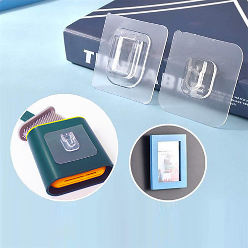 

10 Pcs Bathroom Hooks Double-side Waterproof Self Adhesive Hooks Reusable Anti-slip Seamless Hook Plastic Material Transparent