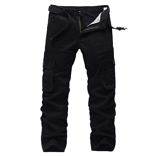 

Men's Cargo Casual / Sporty Daily Holiday Pants Tactical Cargo Pants Solid Colored Full Length Zipper Pocket ArmyGreen Black Grey Khaki