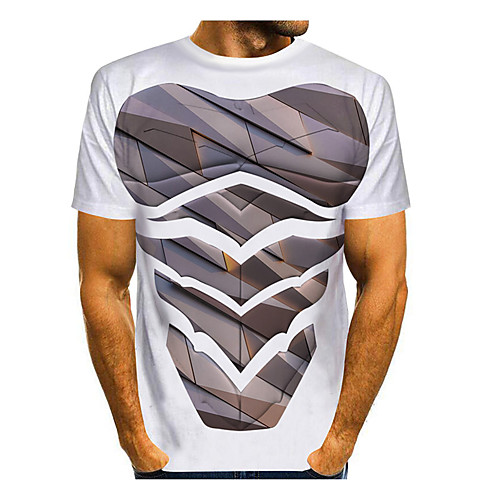 

Men's T shirt 3D Print Cartoon 3D 3D Print Short Sleeve Daily Tops Casual Fashion White