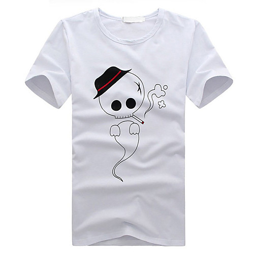 

Men's Unisex T shirt Hot Stamping Cartoon Plus Size Print Short Sleeve Daily Tops 100% Cotton Basic Casual White Black Gray