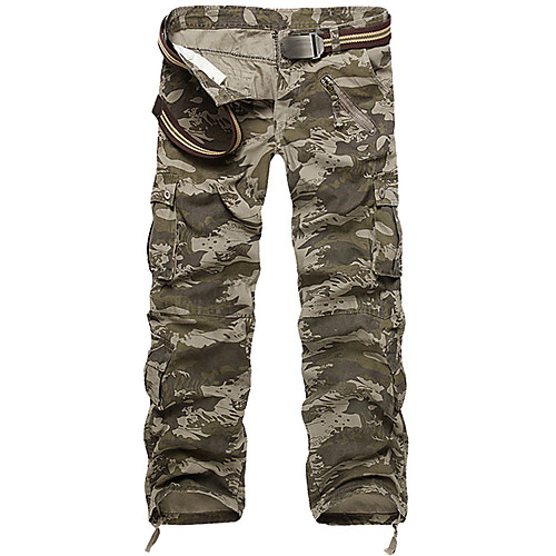 

Men's Cargo Casual / Sporty Daily Holiday Pants Tactical Cargo Pants Camouflage Full Length Zipper Pocket Water wave camouflage Yellow