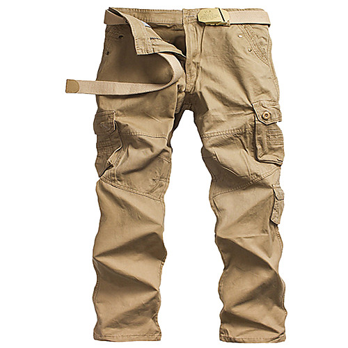 

Men's Cargo Casual / Sporty Daily Holiday Pants Tactical Cargo Pants Solid Colored Full Length Zipper Pocket Khaki Green
