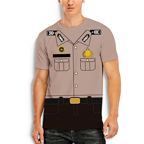 

Men's T shirt 3D Print Cartoon 3D 3D Print Short Sleeve Daily Tops Casual Fashion Brown