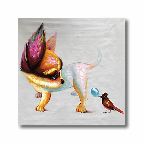 

Nursery Oil Painting Hand Painted Square Animals Pop Art Modern Realism Stretched Canvas