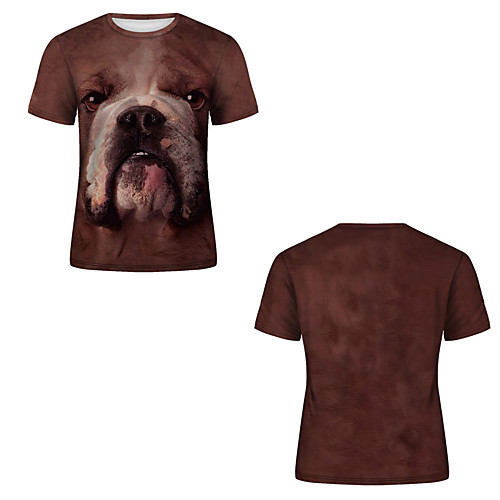 

Men's T shirt 3D Print 3D Rivet Mesh Short Sleeve Casual Tops Brown