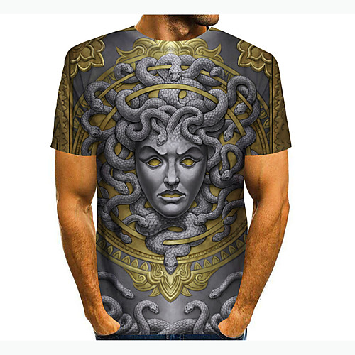 

Men's T shirt 3D Print Cartoon 3D 3D Print Short Sleeve Daily Tops Casual Fashion Gray