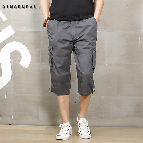 

Men's Cargo Shorts Comfort Outdoor Tactical Cargo Pants Solid Color Calf-Length Black Khaki Green Camouflage Gray Camouflage White