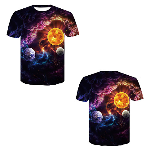 

Men's T shirt 3D Print 3D Rivet Mesh Short Sleeve Casual Tops Black / Red