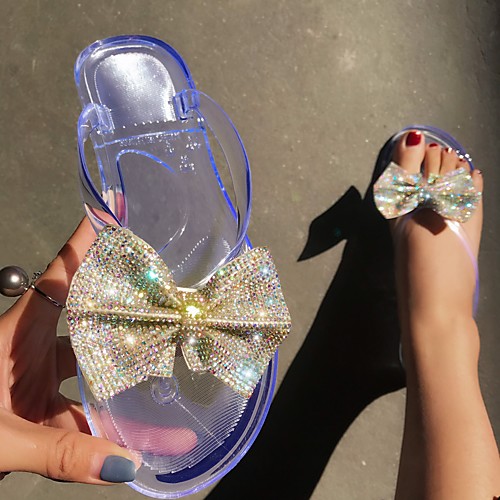 

Women's Slippers & Flip-Flops Flat Heel Round Toe Casual Daily Walking Shoes PVC Solid Colored Clear Black Pink