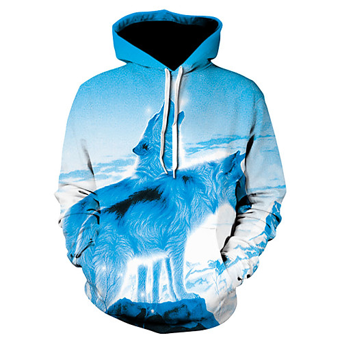 

Men's Pullover Hoodie Sweatshirt 3D Print Hooded 3D Print 3D Print Hoodies Sweatshirts Long Sleeve Loose Blue Purple White