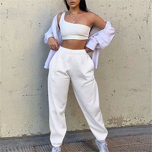 

Women's Sporty Breathable Outdoor Sports Casual Daily Chinos Sweatpants Pants Solid Colored Full Length White Black Blushing Pink Army Green Camel